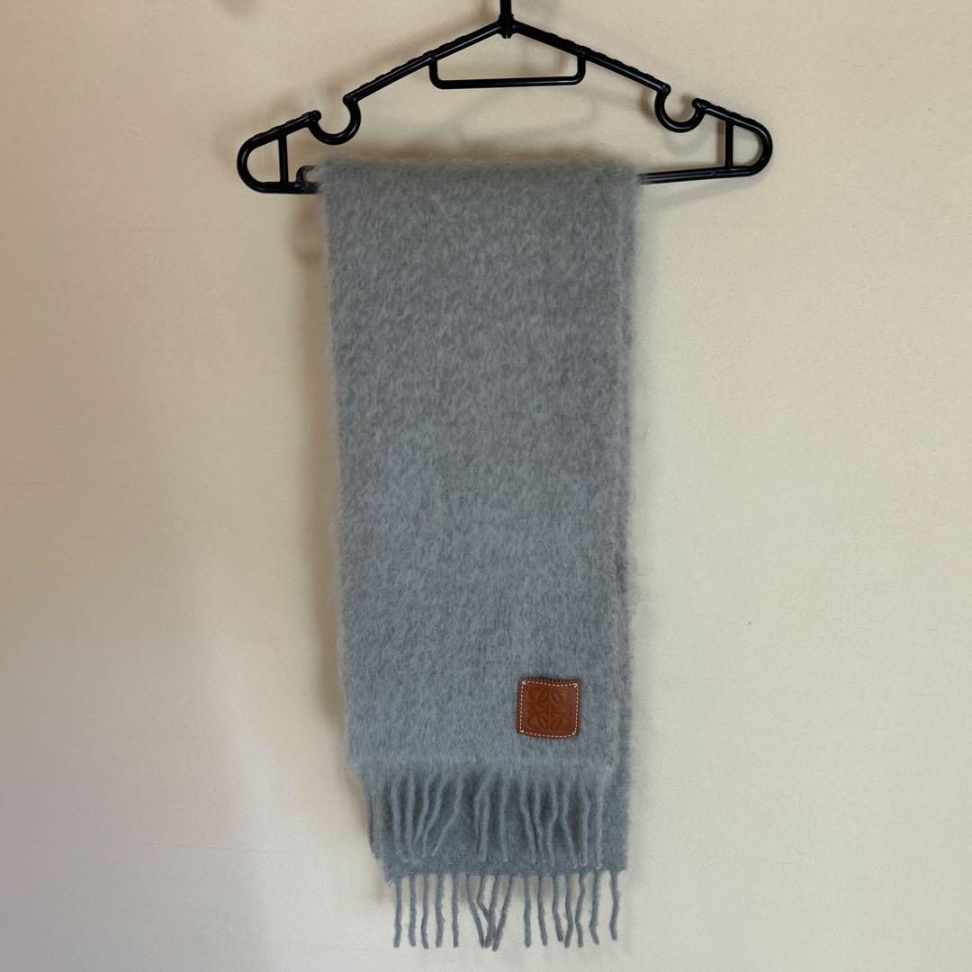 LOEWE グレー マフラー ウール モヘア