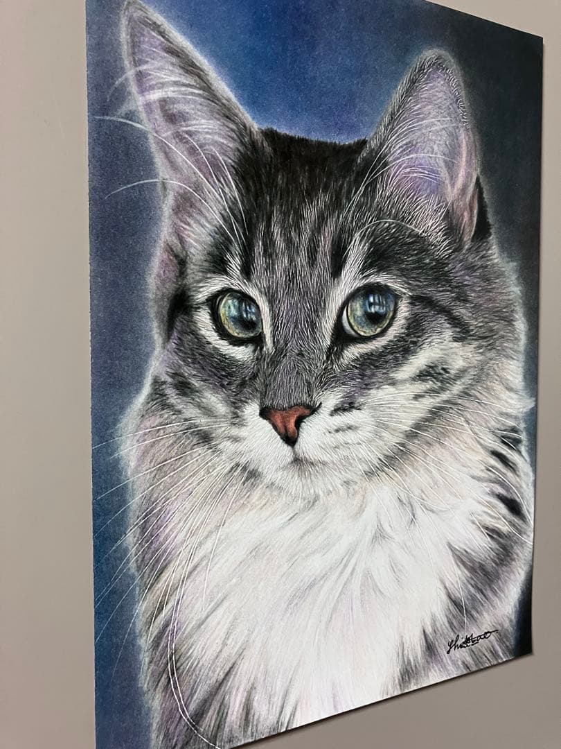 気高き猫 色鉛筆画 パステル