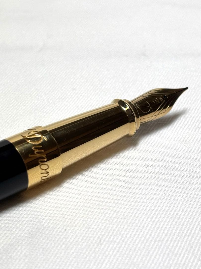 美品　エス・テー・デュポン　エリゼ　ブラックラッカー＆ゴールド ラインD 細字