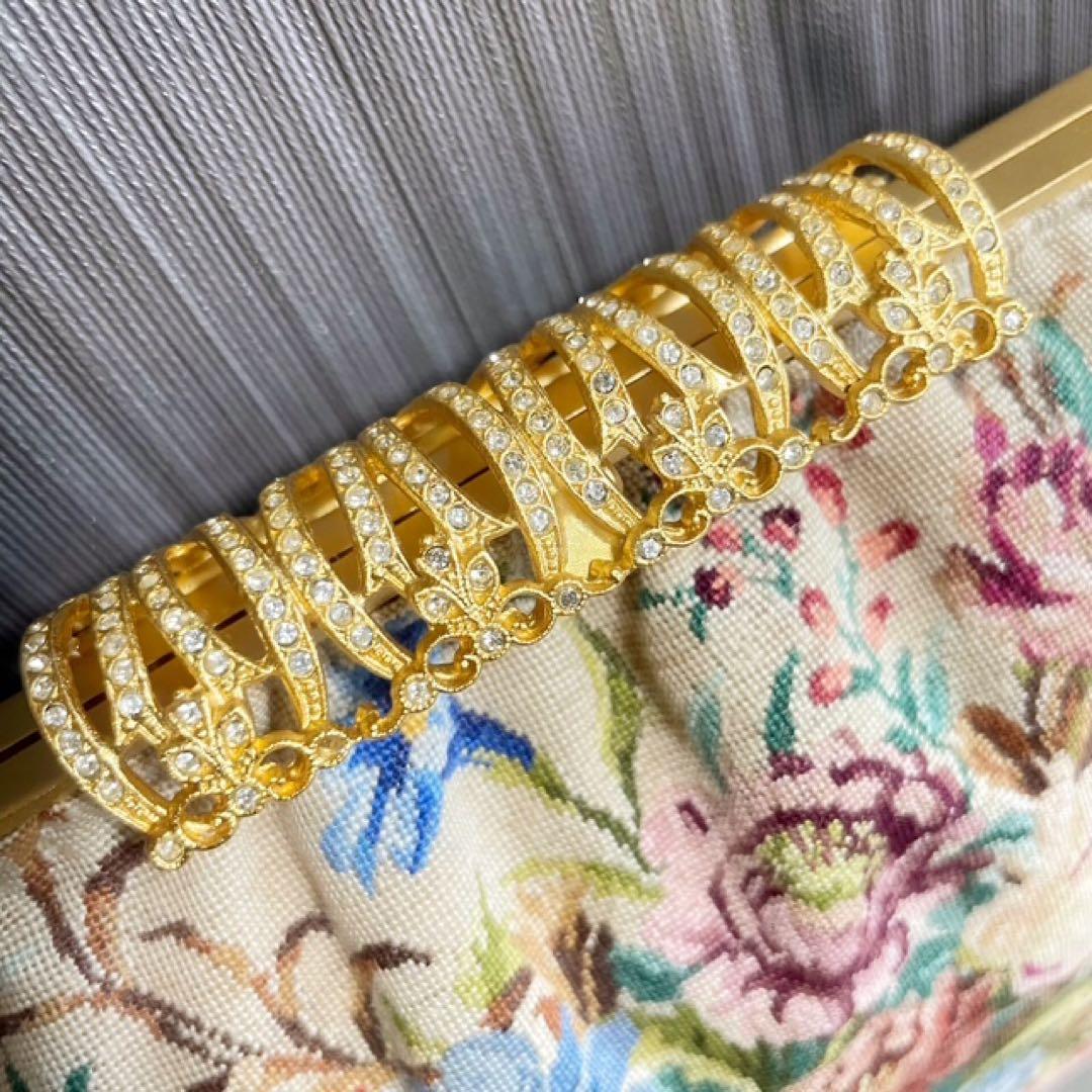 新品・プチポワン・久家道子・花柄刺繍・ゴブラン・パーティーバッグ・ハンドバック