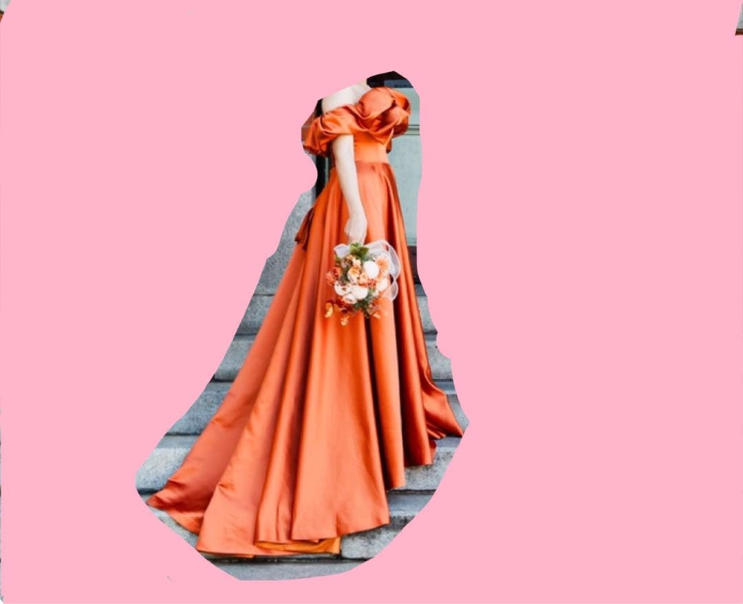 オフショルダードレス W274TE テラコッタ カラードレス ウェディング