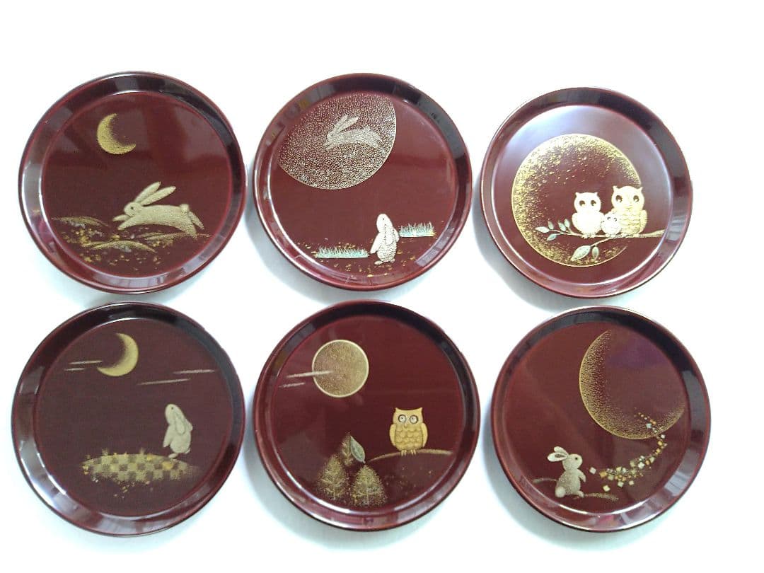 輪島塗沈金「多用皿6枚組」