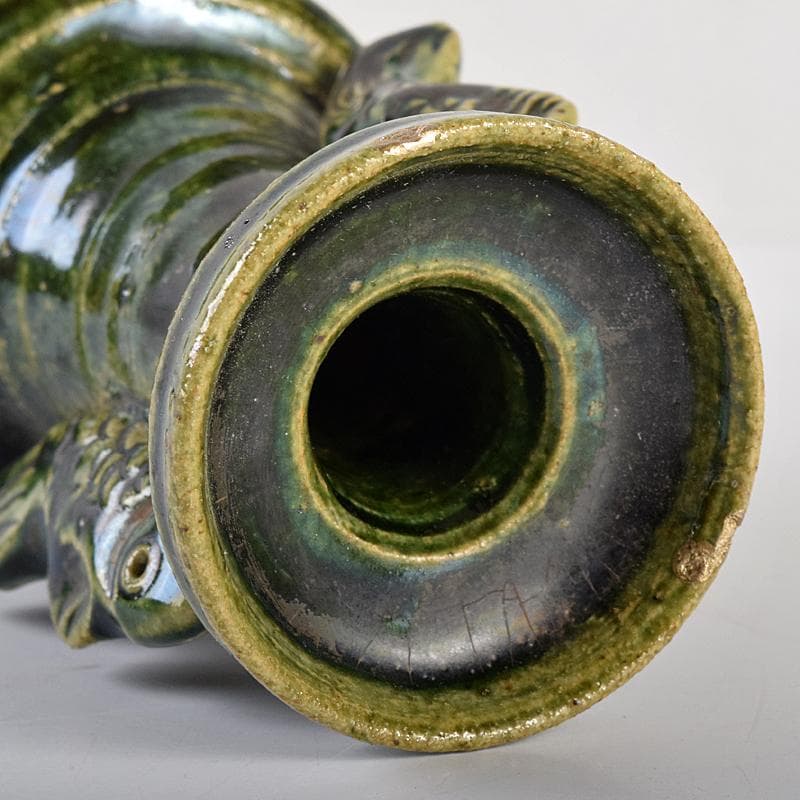 北大路魯山人作　絵織部　花入　共箱　M　R8609