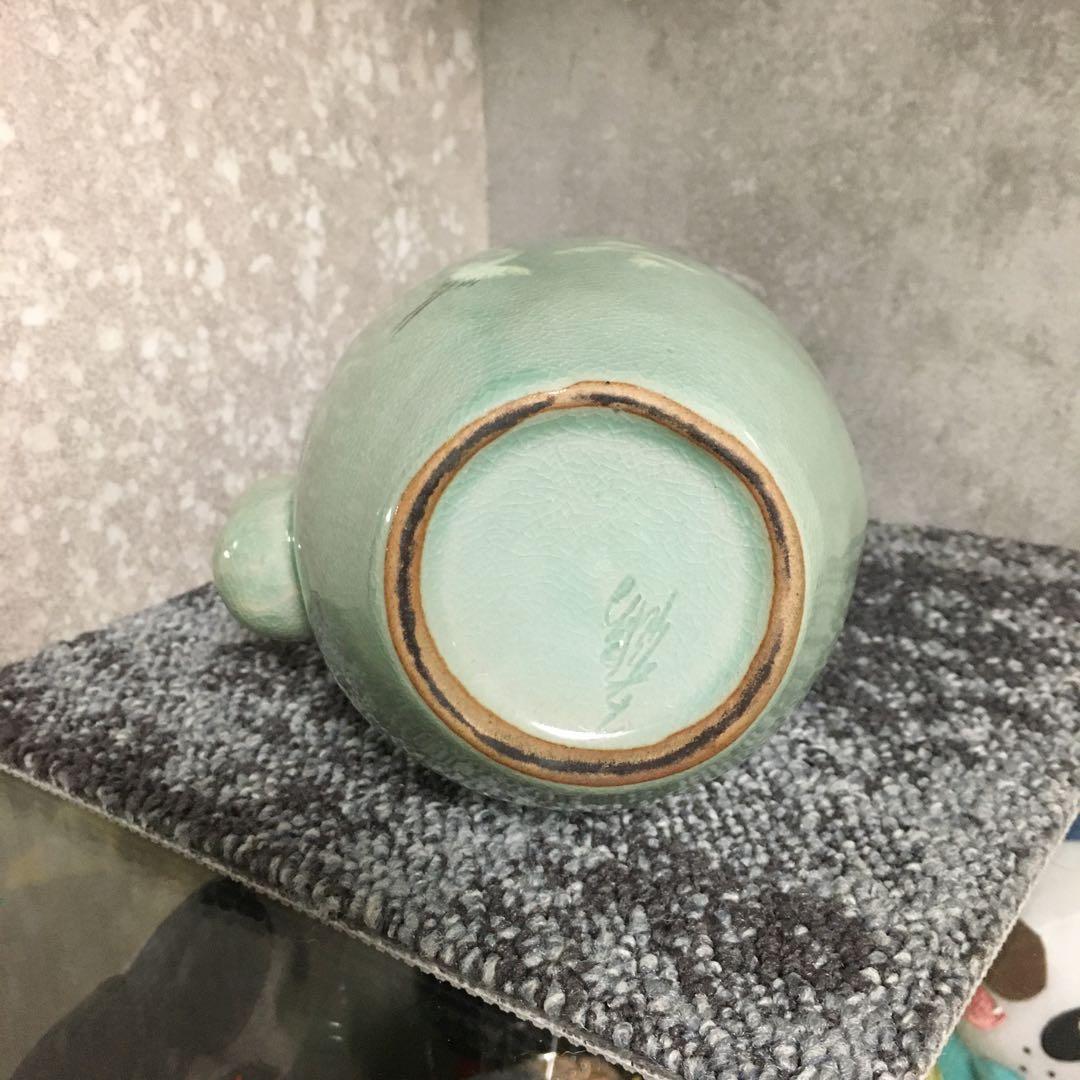 青磁　浄瓶　水瓶　水差　花瓶　一輪挿し　仏教　仏具　陶印あり