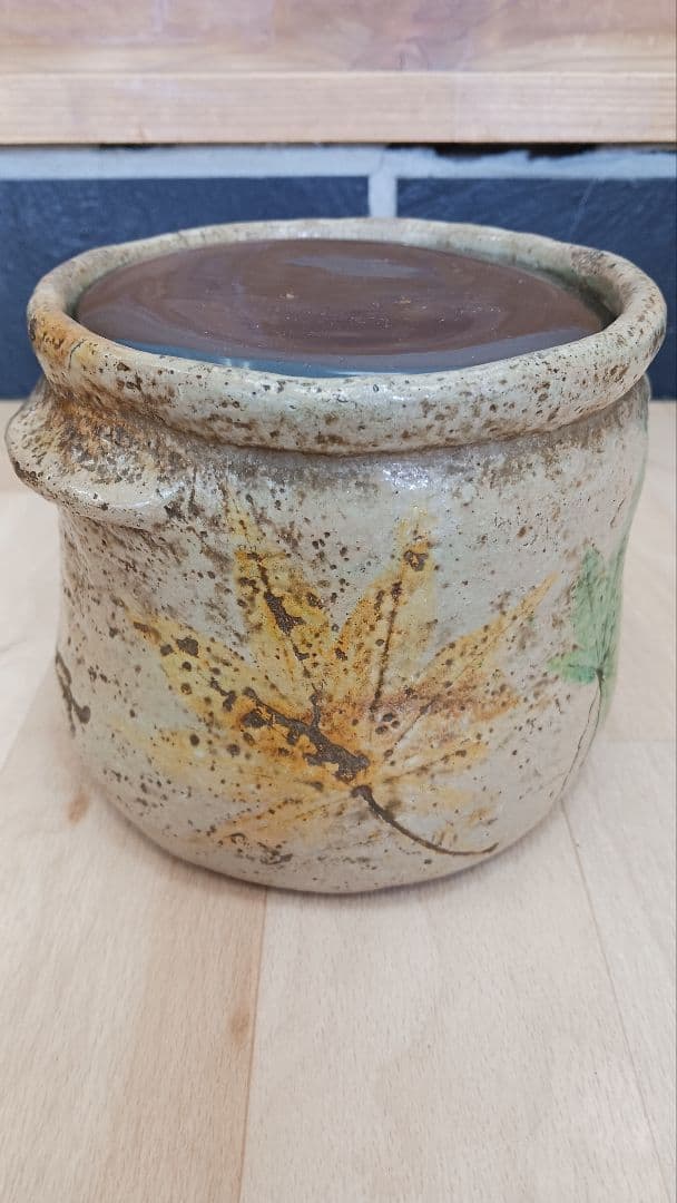 珍品？時代物美濃焼？瀬戸焼？何焼？掻き銘あり水指紅葉図もみじ茶道具江戸期