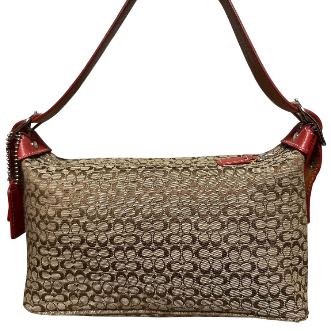 極美品✨コーチ　アクセサリーポーチ　シグネチャー　キャンバス　ブラウン　6332