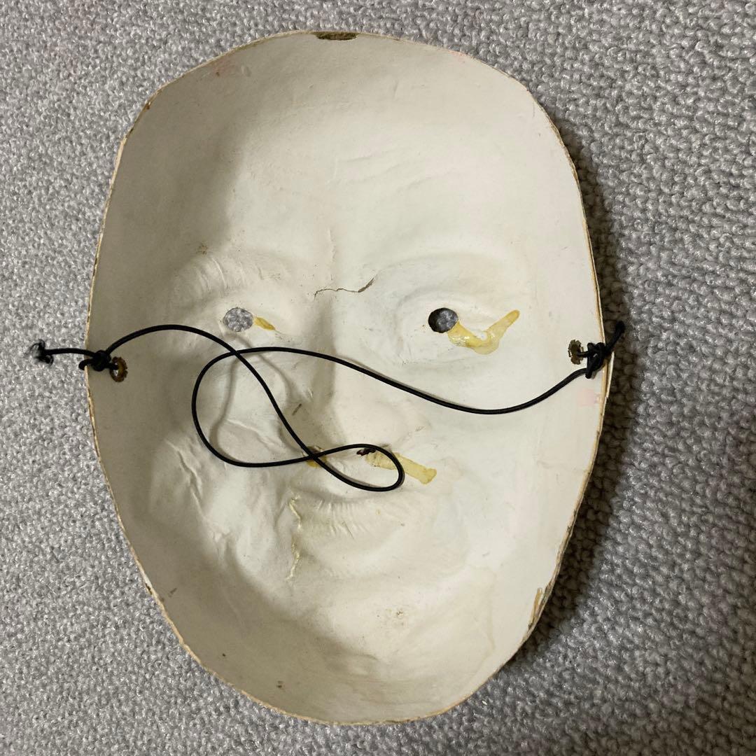 明治期 張り子面 翁面 老人面 民俗芸能 古面 骨董 和紙面 アンティーク １