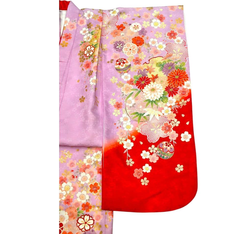 女の子七五三 7歳 四つ身 着物 長襦袢付き 絵羽柄