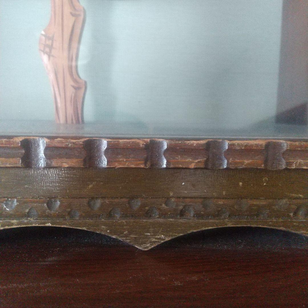 月末限定再値下げ！たのめる便【古道具】木製ガラスキャビネット 飾り棚 中型