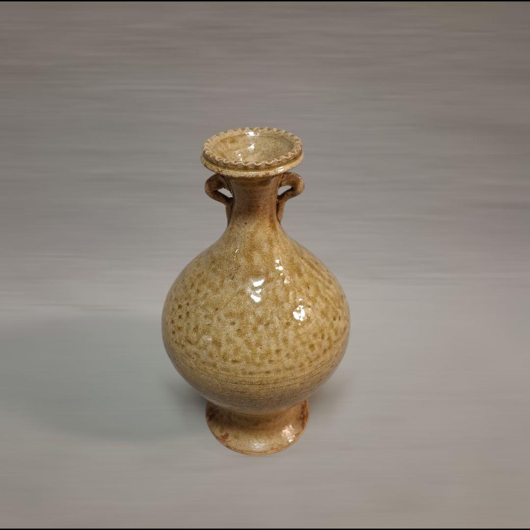 唐津焼　眉山窯　花瓶　耳付飾り壺 　花器 インテリア　壺　工芸品　陶芸　床の間