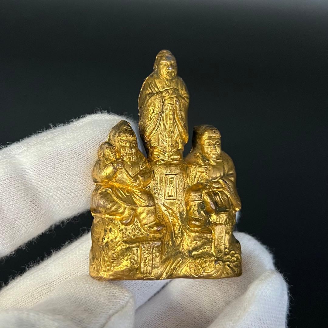 ◎古美術 庵々◎出羽三山 神像◎月山・湯殿山・羽黒山 刻銘◎真鍮鍍金◎山岳信仰