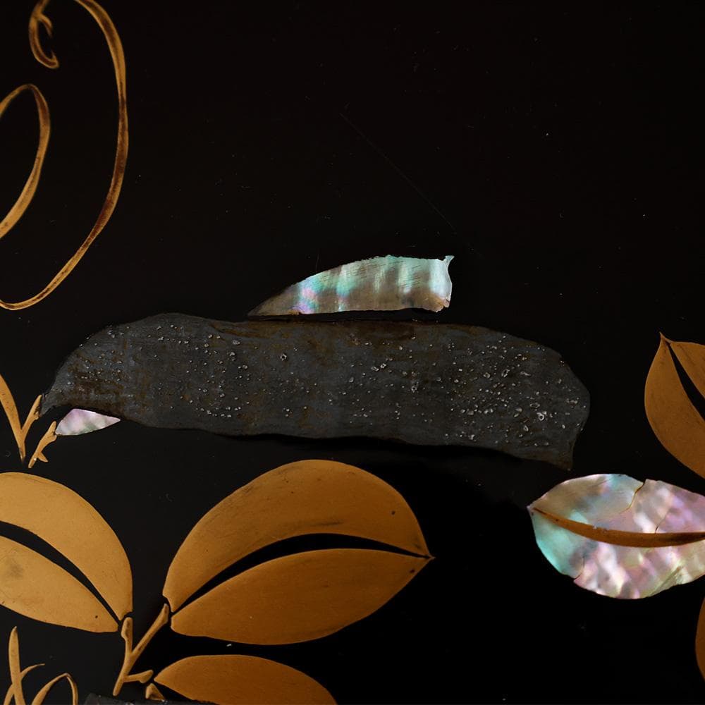 木製漆器 黒塗 螺鈿 エン豆 豌豆蒔絵皿 菓子皿 茶道具