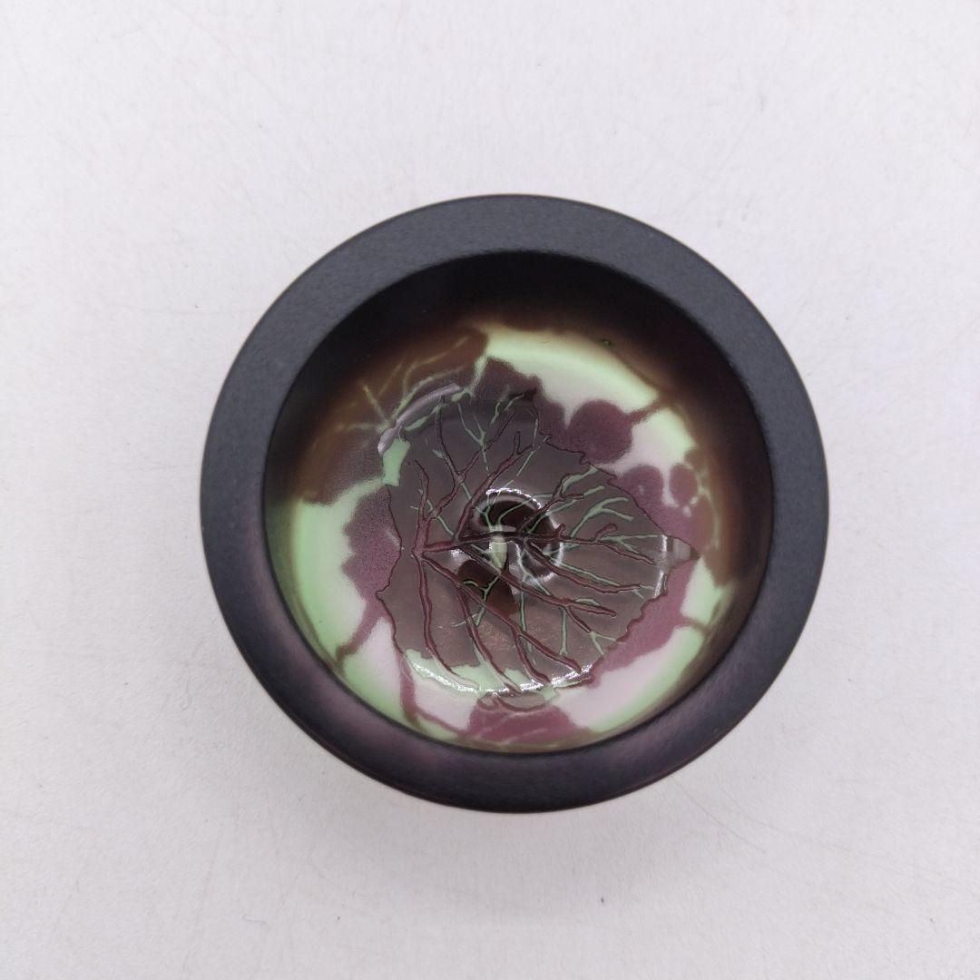 c208 茶入 ぎやまん 葡萄 北一硝子 共蓋 牙蓋付 木箱 茶道具 古物