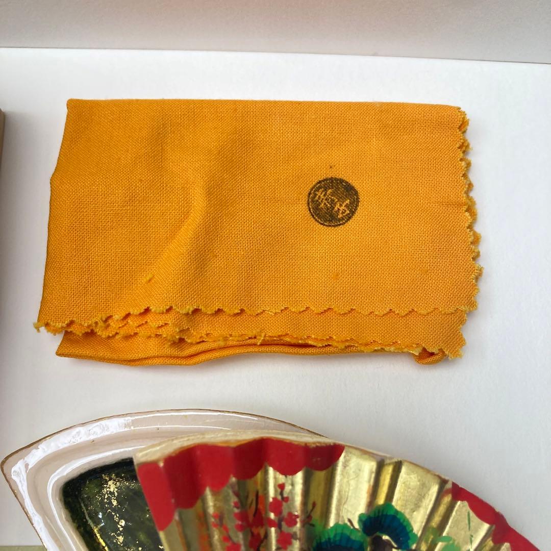 檜垣青子 扇面 松竹梅 香合 金 青子 共箱 栞付 茶道 送料込 晴 美品 楽