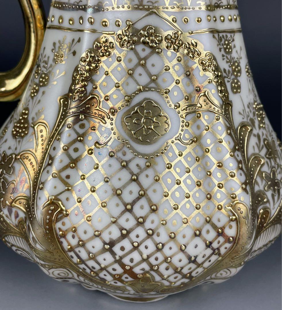 【大型31cm】オールドニッポン アールヌーボー様式 金盛り チョコレートポット