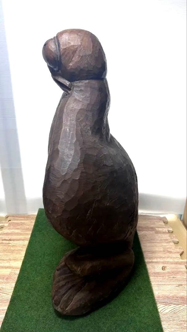 【大迫力】木彫り大蛙像／アンティーク調オブジェ14kg‼️