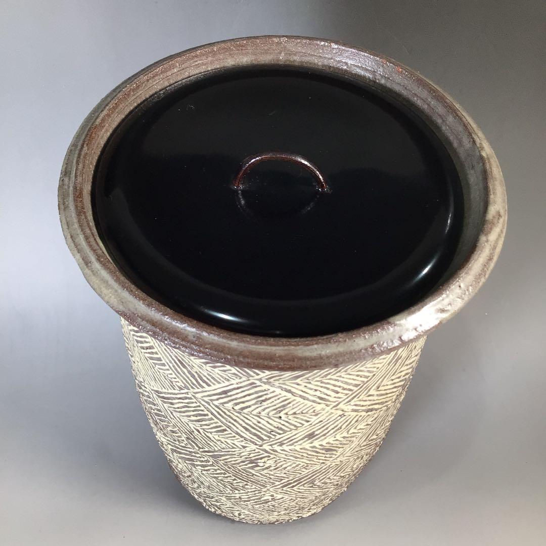 Ｎ６６４　水指　『朝倉窯　山内達雄造』『三島手水指』　共箱　茶道具