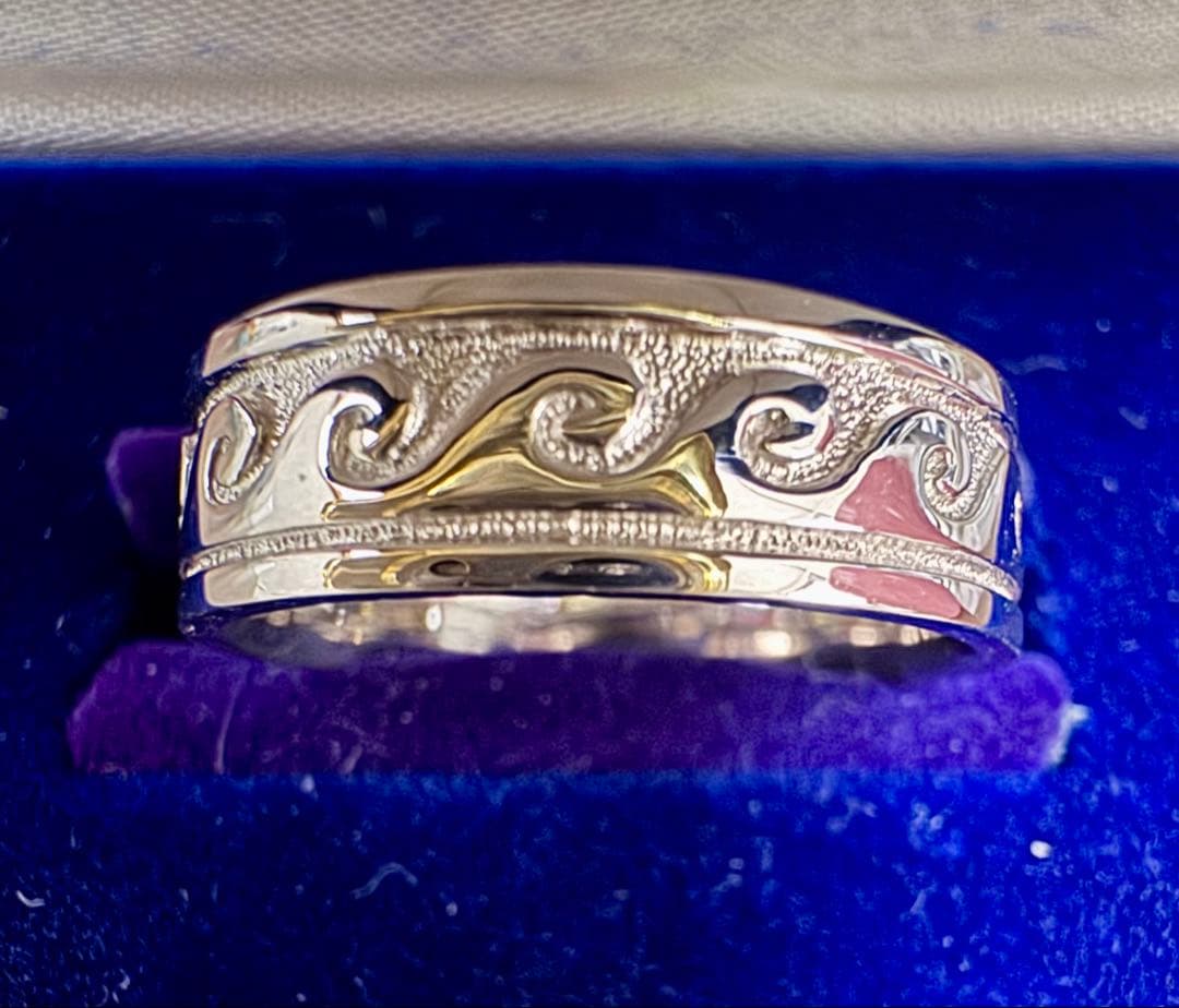 k14 ホワイトゴールド　リング　波デザイン　13号　新品　男女兼用