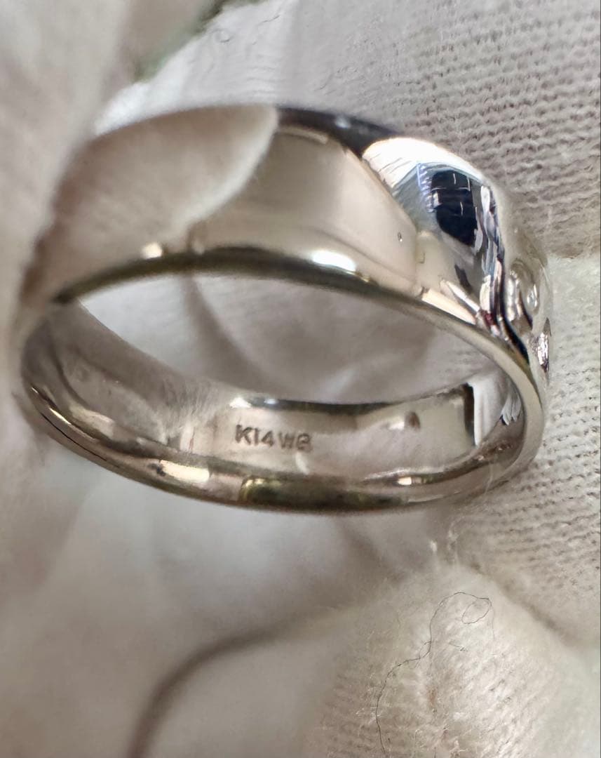 k14 ホワイトゴールド　リング　波デザイン　13号　新品　男女兼用