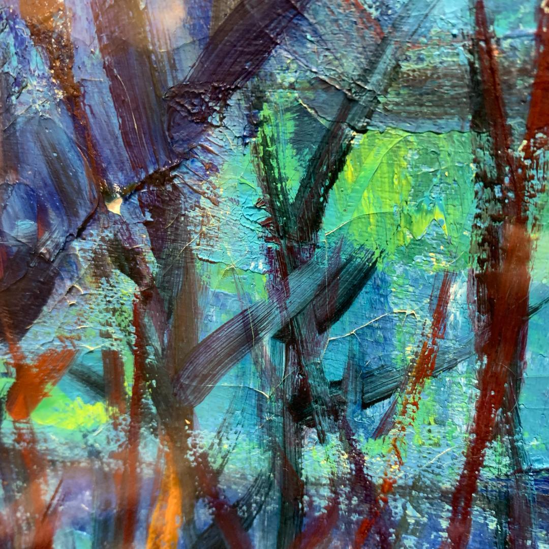 肉筆　大仏殿遠望　作者名　読めない　油絵　絵画　額装