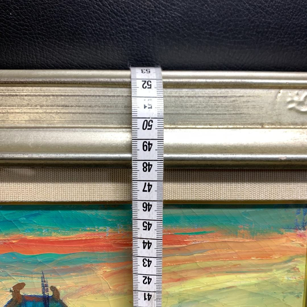 肉筆　大仏殿遠望　作者名　読めない　油絵　絵画　額装