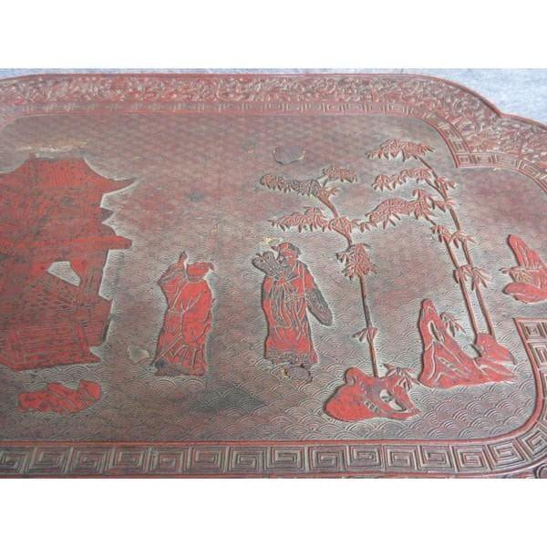 堆朱平卓唐人風景図 [B28180]