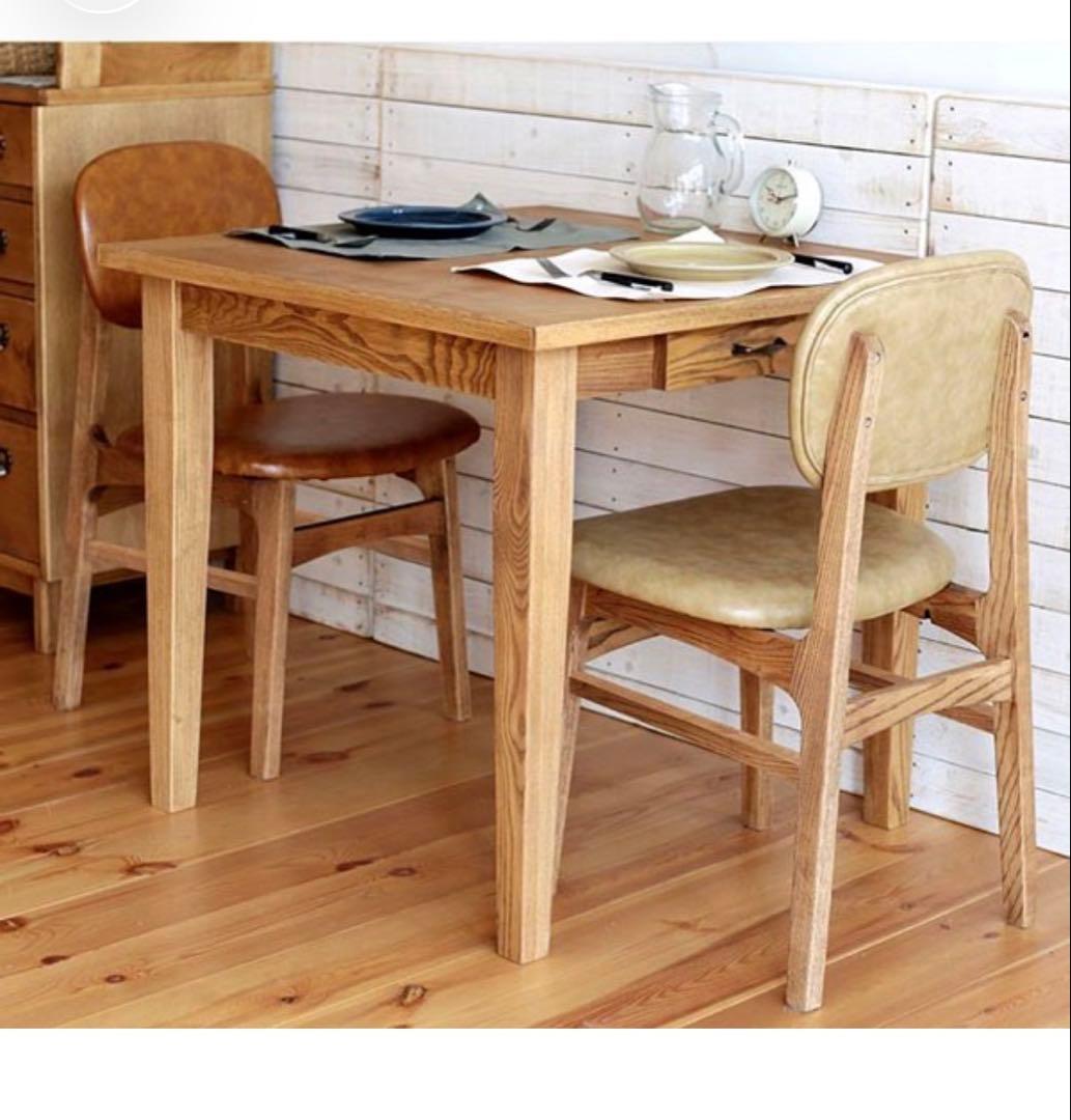 超美品！最終お値下げ！ダイニングテーブル 75cm アッシュ材 引き出し付き ！