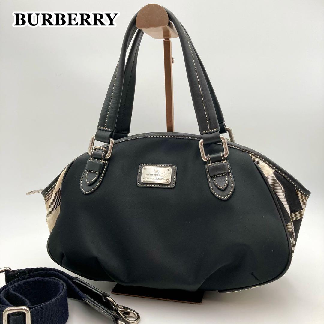 コーラの泡✨ バーバリーブルーレーベル ハンドバッグ 黒×ノバチェック