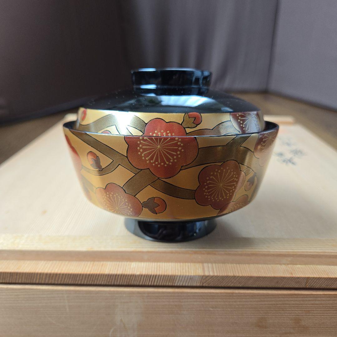 伝統工芸 輪島塗漆器 豪華梅柄蒔絵 吸い物椀 5客セット