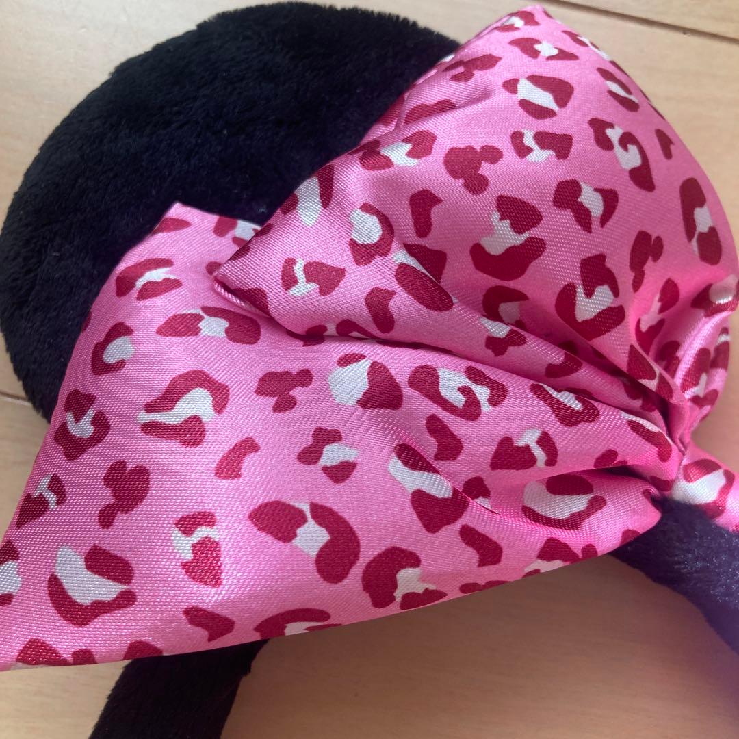 ミニー ディズニーカチューシャ ファンキャップ ヒョウ柄 ピンク