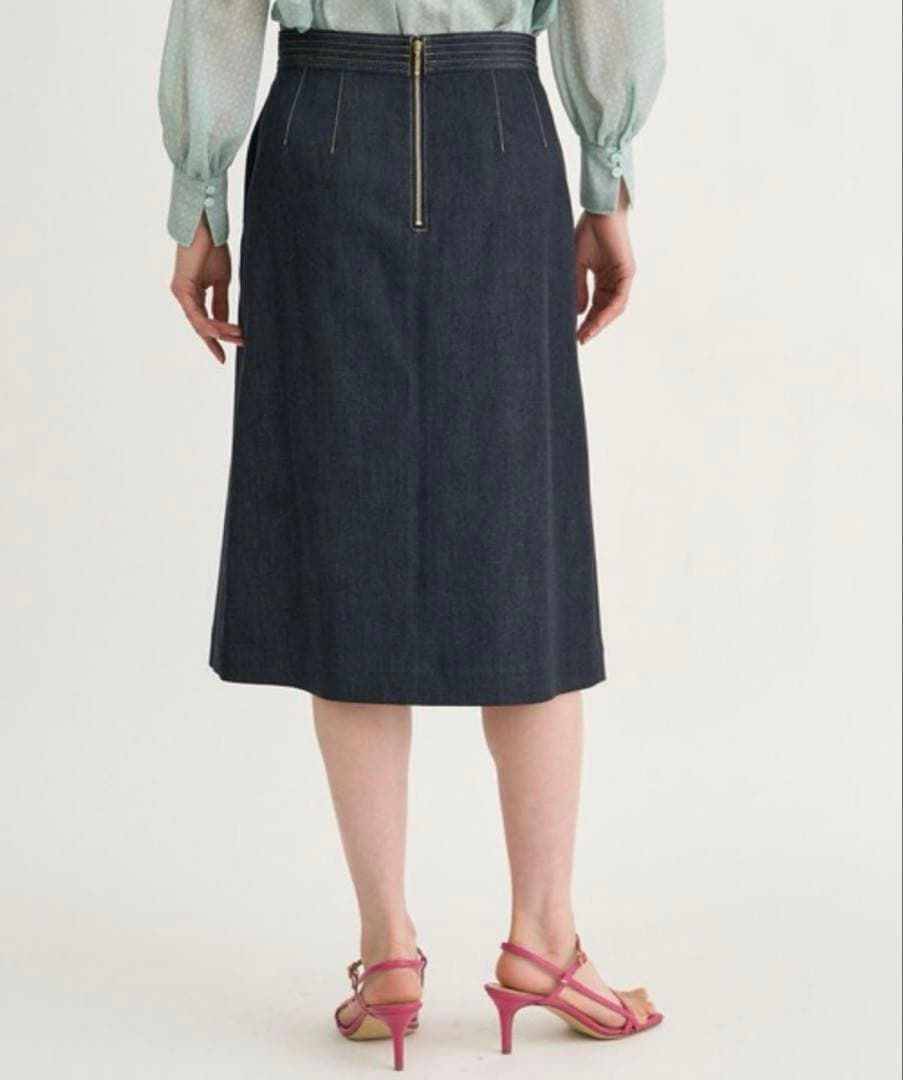 【新品】ANAYI シルク混 デニムライクタック スカート 36 アナイ