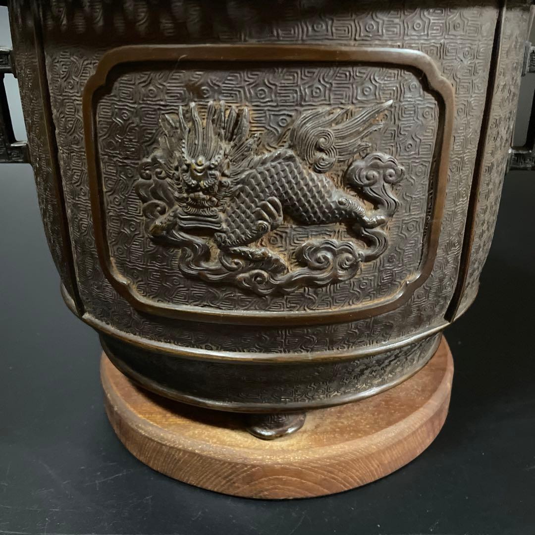 時代物　唐銅　手彫火鉢　大日本文政年整眠鋳　１個