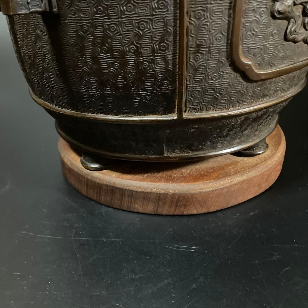 時代物　唐銅　手彫火鉢　大日本文政年整眠鋳　１個