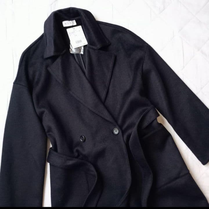 新品　PLST　プラステ　チェスターコート　ベルテッドコート　ウールテンセル　紺