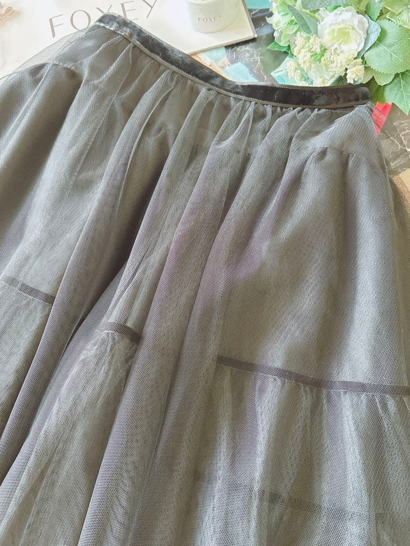 極美品！FOXEY ロングチュールスカート 40 Rene foxey