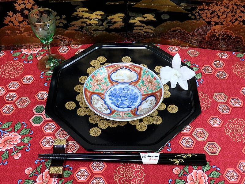 大聖寺伊万里　金襴手　窓絵　松竹梅に牡丹の図　４寸皿　３枚　D640AS-CEi