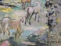 【真作】絵画　平野能子　油彩10号　ローマ水道のある風景　優美な色彩　X192