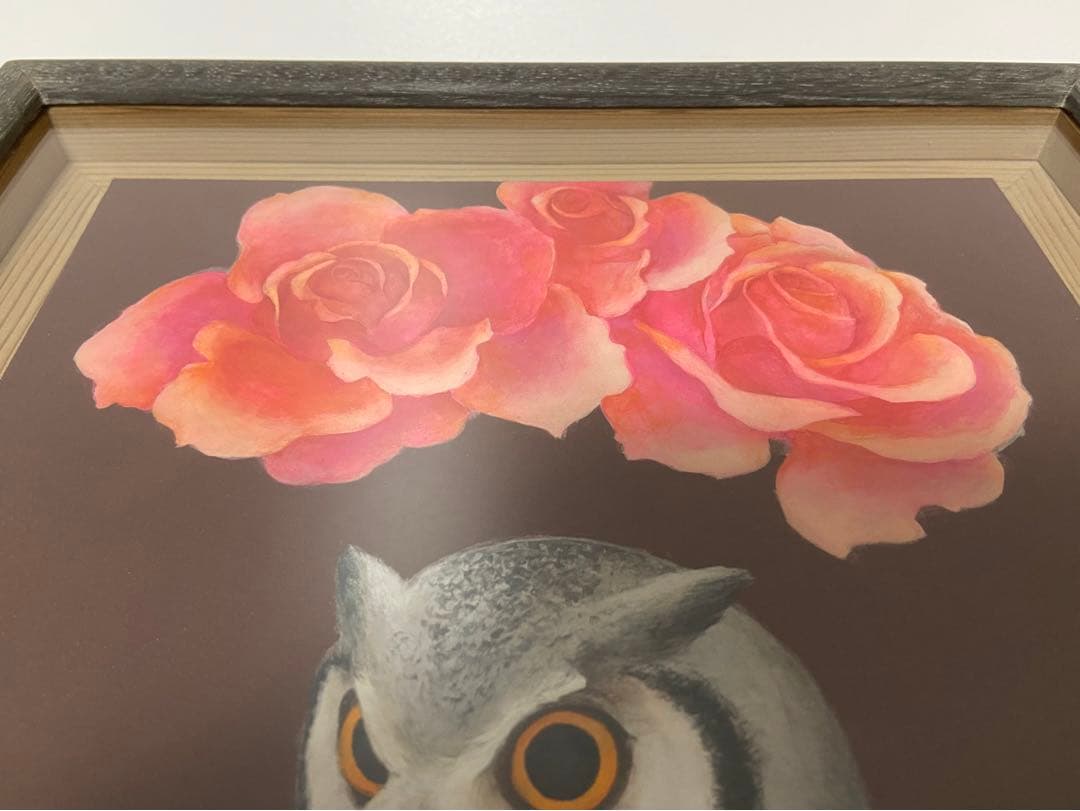 美品　三枝淳　木葉木菟図　本画　4号サイズ　ミミズク　フクロウ　絵画　縁起物