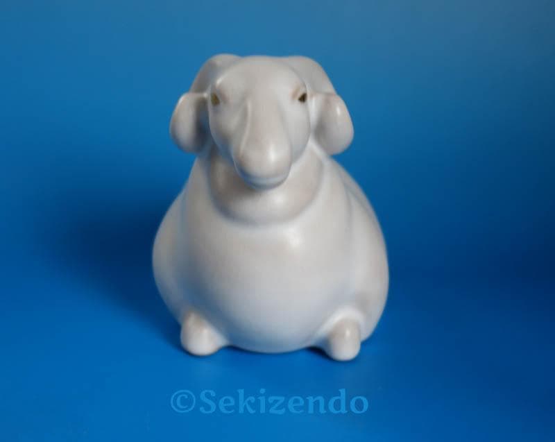 京焼　清水焼　楠部弥弌　フィギュリン 未 羊　置物 共箱 文部大臣賞受賞２５４６