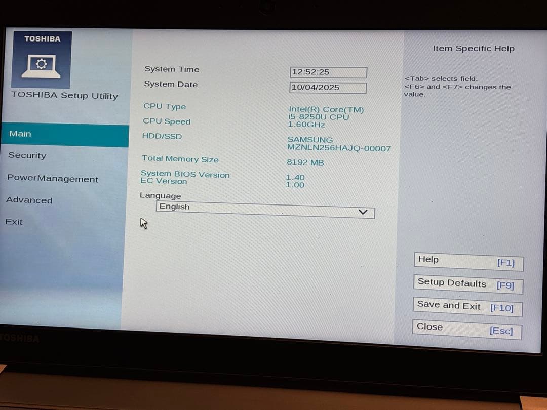 dynabook R63 i5-8250U 8GB SSD256GB AC補強済