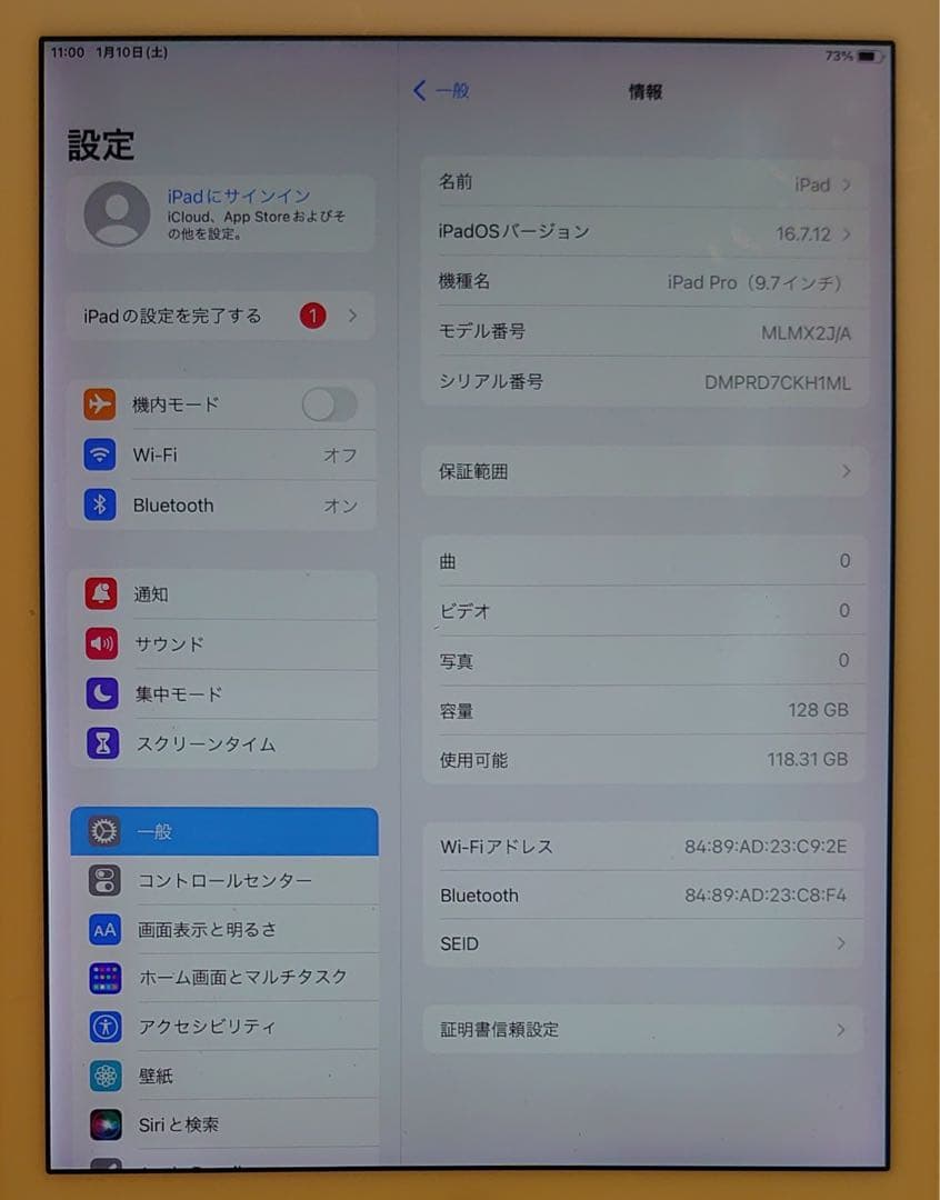 完動品iPad Pro97インチ(A1673)本体128GB送料込RD7CK
