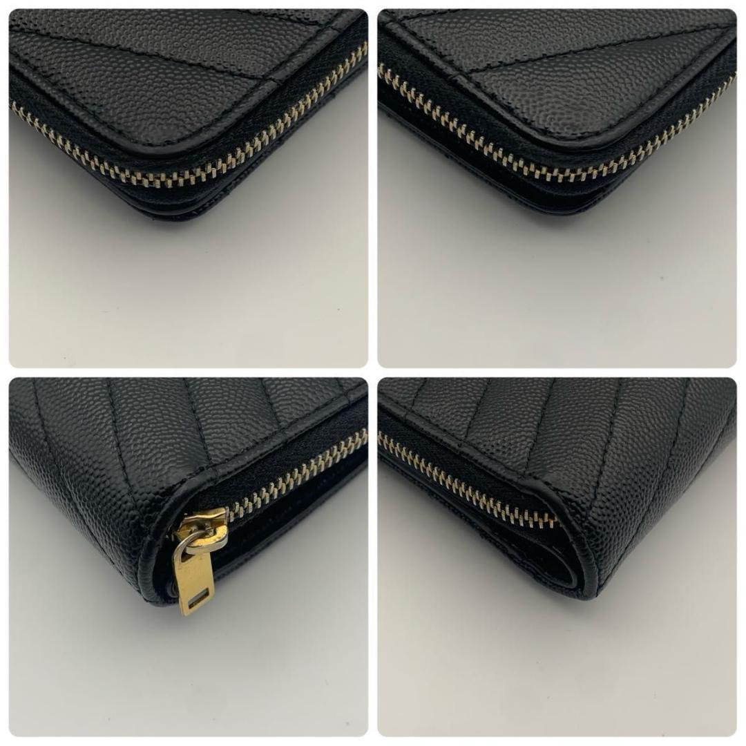 鑑定済み 美品 サンローラン 財布 カサンドラ YSL 二つ折り コンパクト 黒
