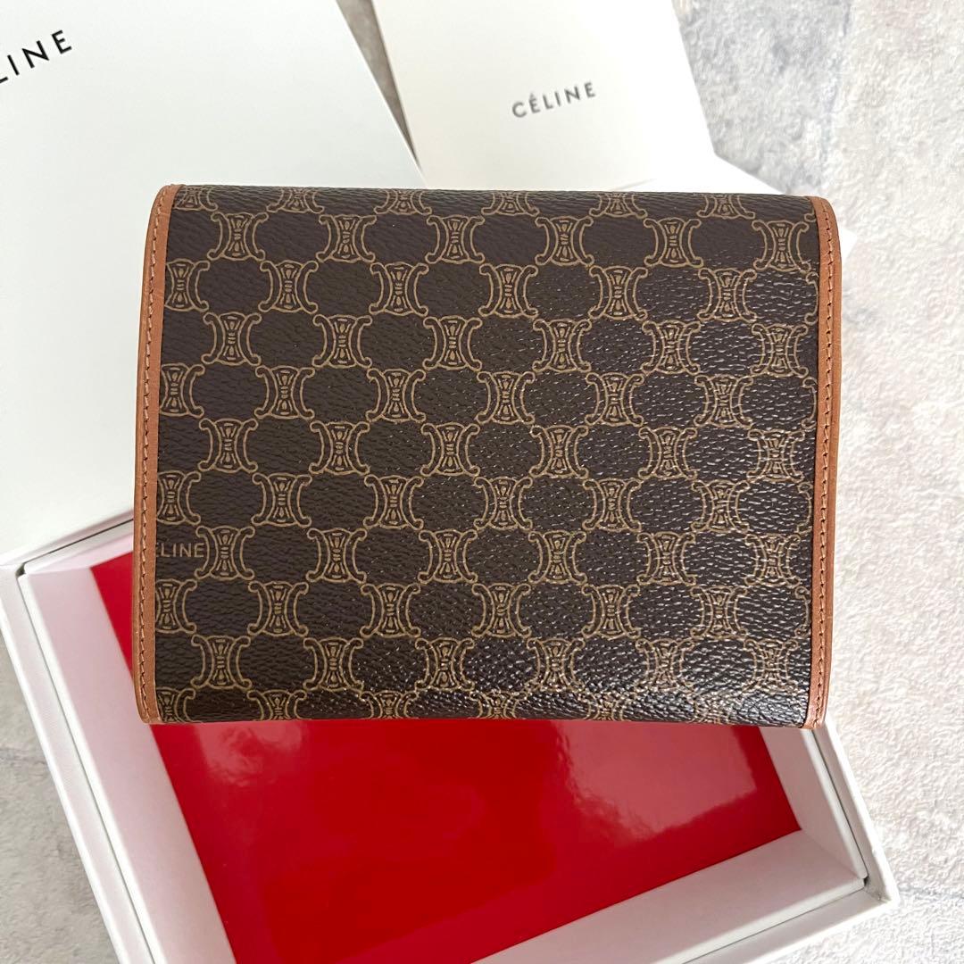 未使用級✨セリーヌ マカダム がま口 トリオンフ 二つ折り財布 pvc レザー