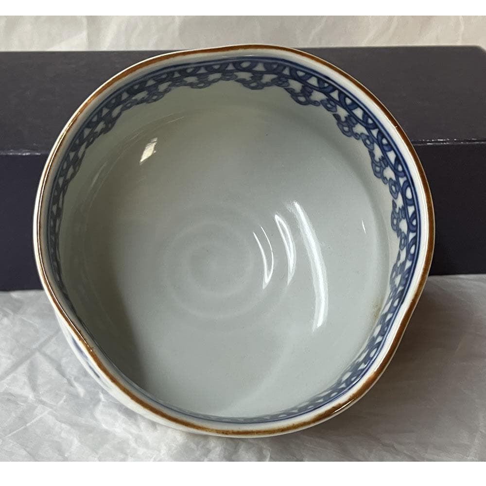 F1435 平安 秀峰 祥瑞 山水画茶碗 共箱 抹茶碗 茶道具