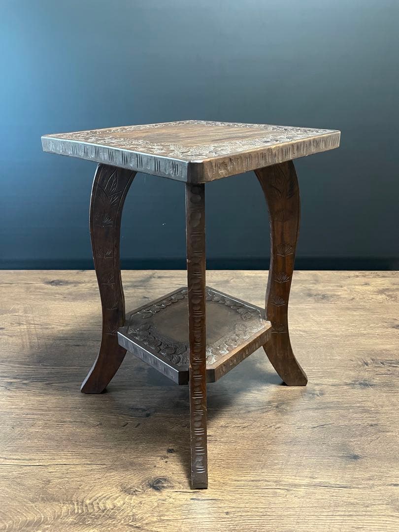 和製ビンテージ 伝統工芸 軽井沢彫り サイドテーブル　花台