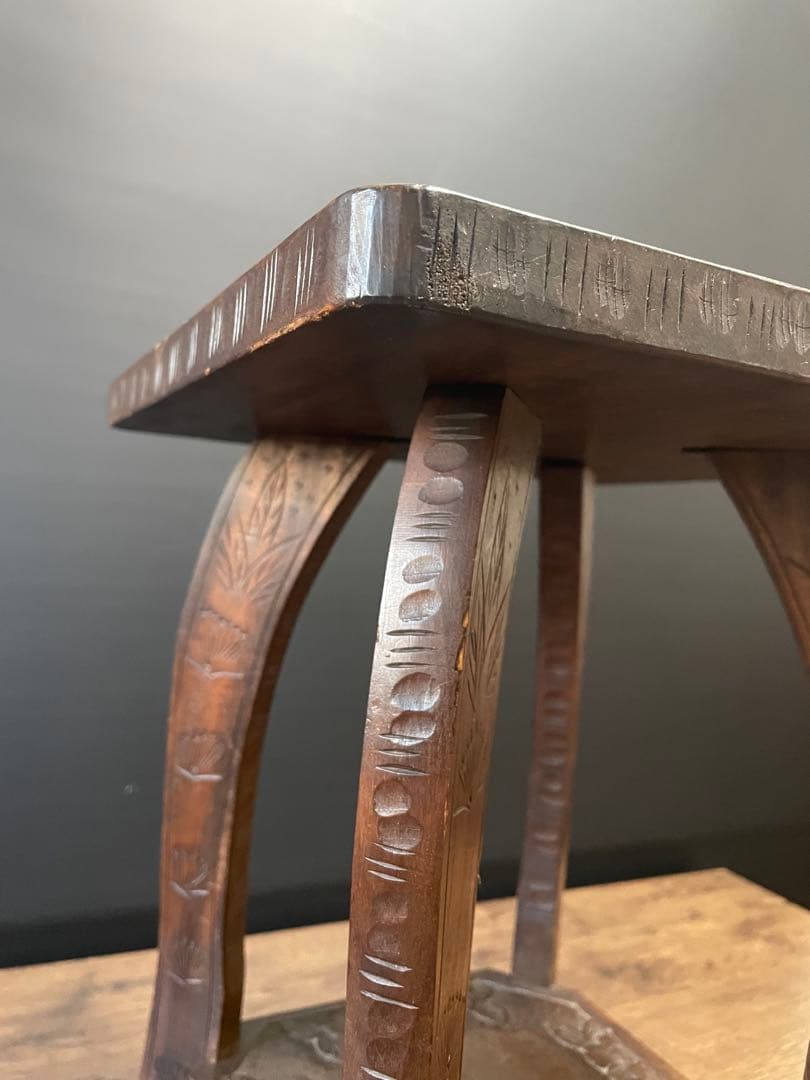 和製ビンテージ 伝統工芸 軽井沢彫り サイドテーブル　花台