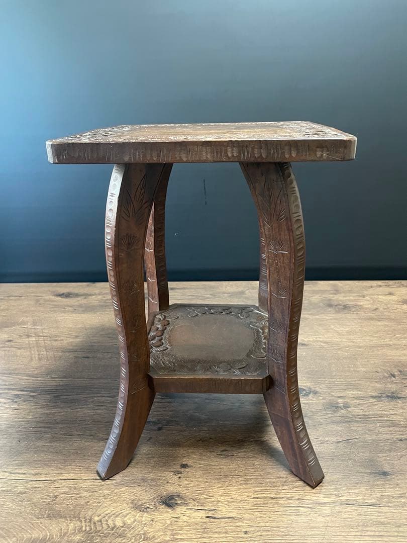 和製ビンテージ 伝統工芸 軽井沢彫り サイドテーブル　花台