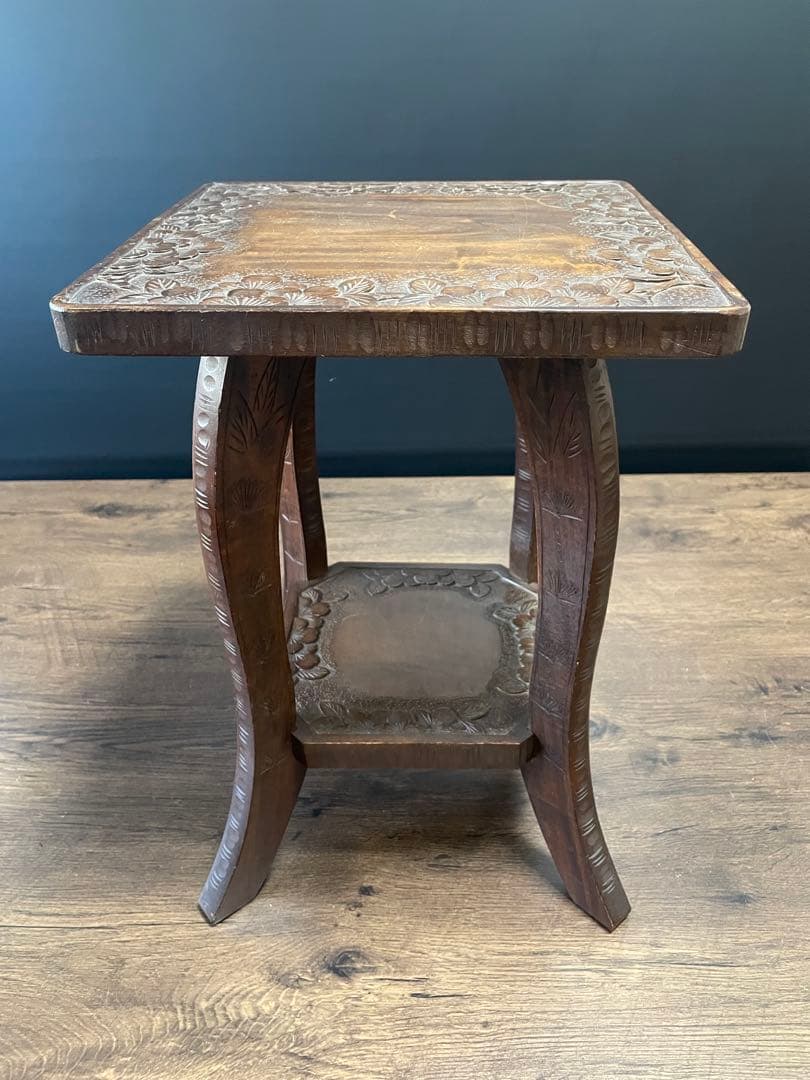 和製ビンテージ 伝統工芸 軽井沢彫り サイドテーブル　花台