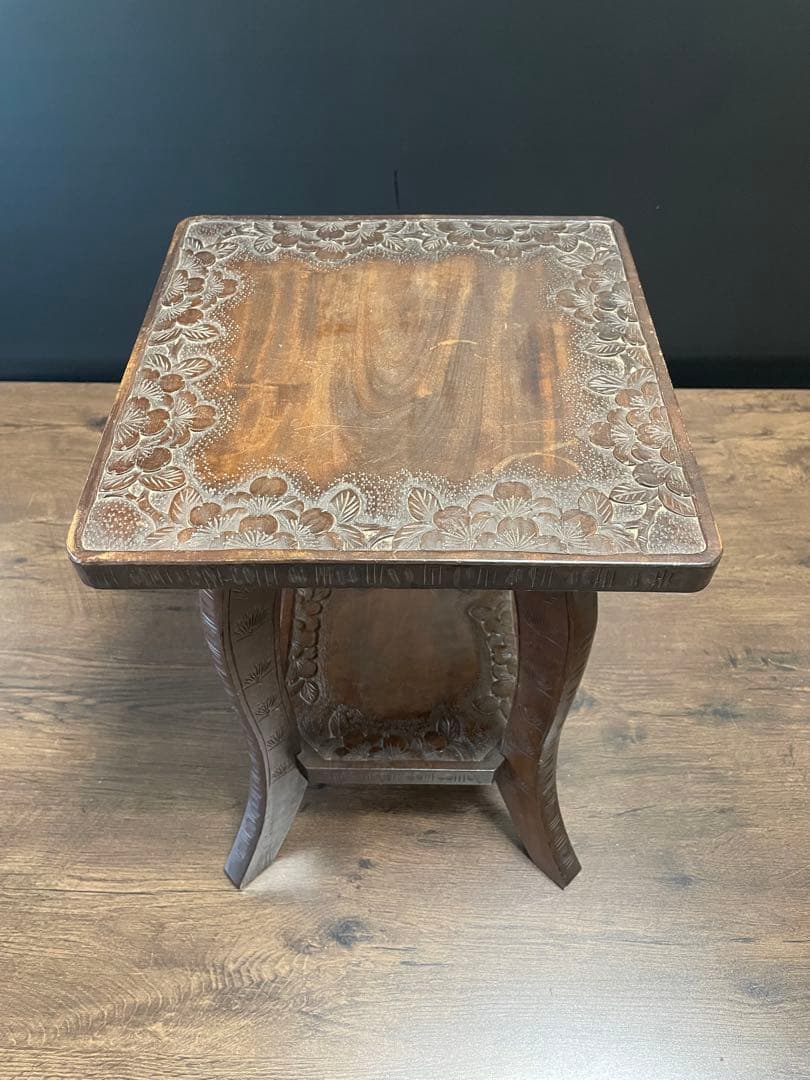 和製ビンテージ 伝統工芸 軽井沢彫り サイドテーブル　花台