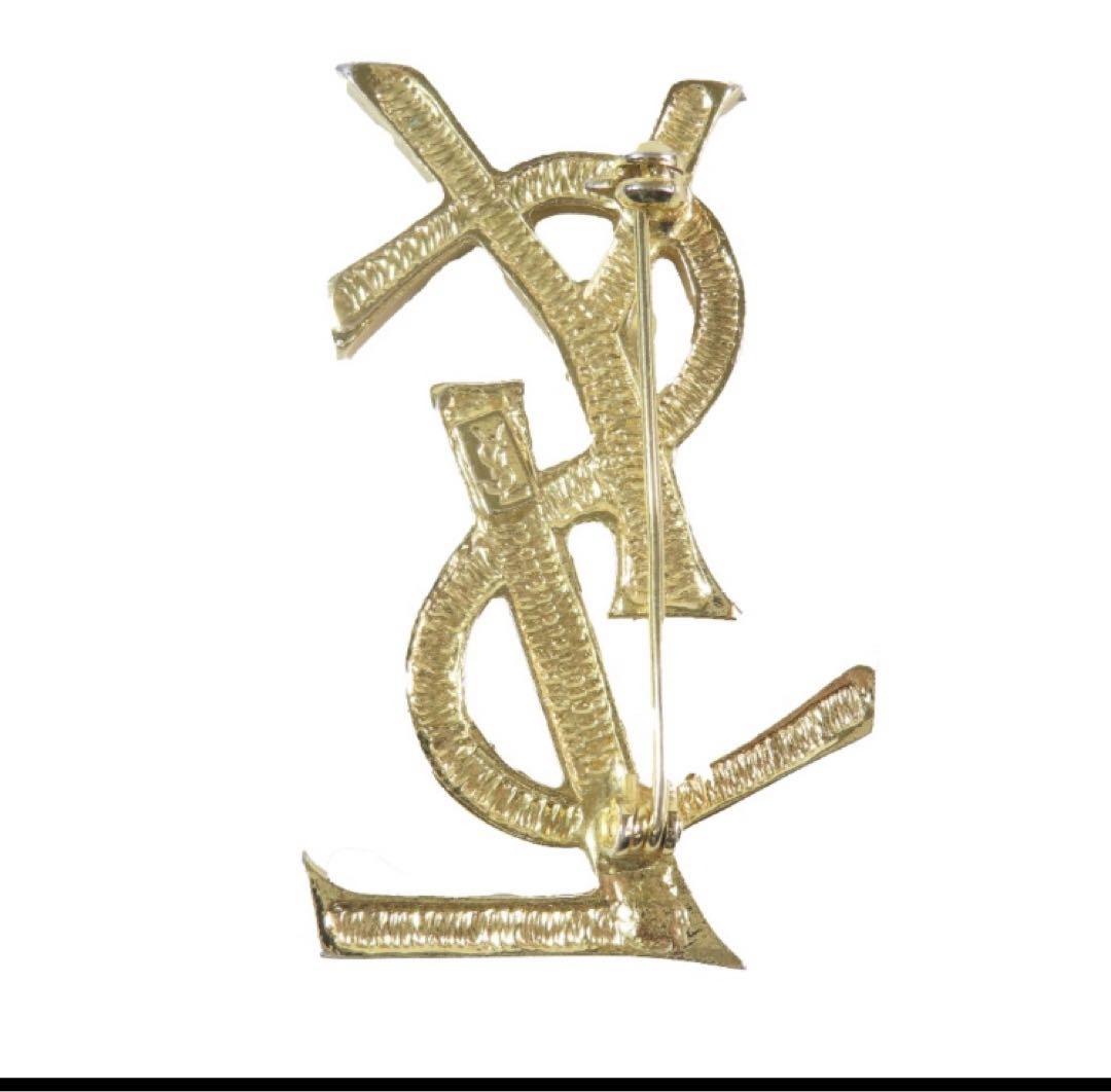 【正規品】美品 YSL ゴールドブローチ クリスタル装飾